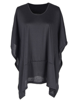 Plus Size Bluse für Frauen Black Jewel Neck Half Sleeves Oversized Casual Oversized Shirt