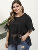 Plus Size Bluse für Frauen Jewel Neck Half Sleeves Lace Black T-Shirt