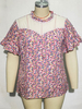 Plus Size Bluse für Frauen Jewel Neck Kurzarm Polka Dot Oversized Polyester Casual T-Shirt