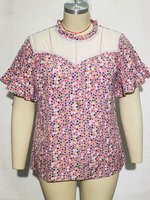 Plus Size Bluse für Frauen Jewel Neck Kurzarm Polka Dot Oversized Polyester Casual T-Shirt