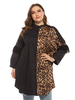 Plus Size Bluse für Frauen Schwarzer Stehkragen Langarm Übergroßes Polyester-Freizeithemd