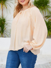 Plus Size Bluse für Frauen V-Ausschnitt mit langen Ärmeln Lace Up Chiffon Light Apricot T-Shirt