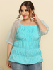 Plus Size Bluse für Frauen Vierkanthals Halbarm Übergroßes Polyester Casual T-Shirt