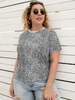 Plus Size Bluse für Frauen White Jewel Neck Kurzarm Leopard Print Muster Casual Oversized T-Shirt