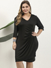 Plus Size Bodycon Kleid für Frauen V-Ausschnitt Halbarm Polyester Knielanges Midikleid