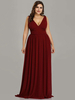 Plus Size Brautjungfernkleider A-Linie V-Ausschnitt bodenlangen Reißverschluss Matte Satin-formale Kleider