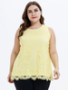 Plus Size hellgelbe Bluse für Frauen Jewel Neck ärmelloses lässiges Sommeroberteil