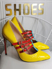 Plus Size High Heels für Frauen Pointed Toe Stiletto Heel Mode Patent PU Gelb Mary Jane Heels