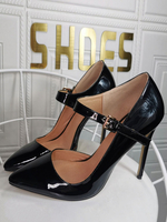 Plus Size High Heels für Frauen Pointed Toe Stiletto Heel Mode Schwarz Mary Jane Heels