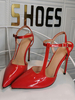 Plus Size High Heels für Frauen Spitzspitze Stöckelabsatz Lack PU Leder Mode Red T-Strap Heels