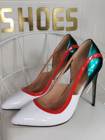 Plus Size High Heels Spitzspitze Stöckelabsatz Mode Patent PU Leder Täglich Casual White High Heels
