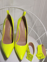 Plus Size High Heels Spitzzehen Stiletto Heel Mode Patent PU Leder Gelb High Heels
