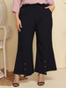 Plus Size Hose für Frauen Navy Buttons Übergroße Polyester Casual Flared Pants