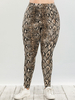 Plus Size Hose für Frauen Schlangendruck High Rise Taille Polyester Skinny Pants