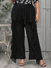Plus Size Hose für Frauen Schwarz Oversized Polyester Casual Flared Pants