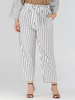 Plus Size Hose für Frauen White Stripe Pattern Schnürung Polyester Oversized Long Pants