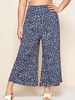 Plus Size Hose Marineblau Blumenmuster Lycra Spandex Casual Long Pants