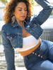 Plus Size Jeansjacke Turndown-Kragen mit V-Ausschnitt Langarm Lässige; kurze Cowboyjacke