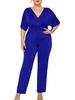 Plus Size Jumpsuit für Frauen Blue V Neck Jumpsuit
