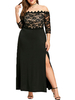 Plus Size Kleid Black Lace Off The Shoulder Split Maxikleid