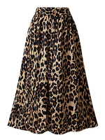 Plus Size Kleid Elastic Waist Leopard Printed Pattern Polyester Mid-Calf Sommerkleid