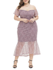 Plus Size Kleid für Frauen Erröten Rosa Polyester Bateau kurze Ärmel Sommer-Kleid