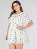Plus Size Kleid für Frauen Green Jewel Neck Kurze T-Shirt Ärmel Blumendruck Polyester Übergroße Einteilige Kleid Midikleider