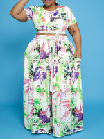 Plus Size Kleid für Frauen Jewel Neck Kurze Ärmel Hellgrün kariertes Polyester Langes Kleid