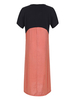 Plus Size Kleid für Frauen Jewel Neck Kurze T-Shirt Ärmel Bedruckt Two Tone Long Dress
