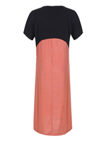 Plus Size Kleid für Frauen Jewel Neck Kurze T-Shirt Ärmel Bedruckt Two Tone Long Dress
