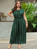 Plus Size Kleid für Frauen Jewel Neck ärmelloses bedrucktes Polyester langes einteiliges Kleid