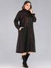 Plus Size Kleid für Frauen Rollkragenpullover Langarm T-Shirt Ärmel Plaid Pattern Long Dress