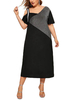 Plus Size Kleid für Frauen Schwarz Baumwolle Asymmetrisches T-Shirt Kleid