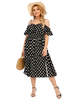 Plus Size Kleid für Frauen Schwarz Ärmelloses Bateau Neck rückenfreies Polka Dot Polyester Long Dress