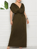 Plus Size Kleid für Frauen Schwarzes Maxikleid mit V-Ausschnitt