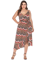 Plus Size Kleid für Frauen Träger Hals Ärmellos Asymmetrisches langes einteiliges Kleid