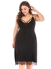 Plus Size Kleid für Frauen Träger Hals Ärmellos Polyester Schwarz Knielanges Tunikakleid