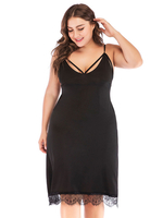 Plus Size Kleid für Frauen Träger Hals Ärmellos Polyester Schwarz Knielanges Tunikakleid