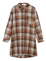 Plus Size Kleid für Frauen Turndown Kragen Langarm T-Shirt Ärmel Plaid Pattern Buttons Midi Kleid