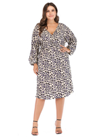 Plus Size Kleid für Frauen V-Ausschnitt Lange T-Shirt Ärmel Übergroßes langes Tunikakleid