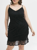 Plus Size Kleider für Frauen Schwarz Polyester Spaghettiträger-Sommer-Kleid