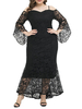 Plus Size Kleidung für Frauen Schwarze Spitze Spaghettiträger 3/4 Länge Ärmel Sommerkleid