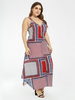 Plus Size Langes Kleid Dunkelrote Träger Nacken Ärmelloses schulterfreies Polyester Lässiges Sommer-Maxikleid aus Polyester