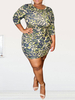 Plus Size Leopard Print Halbarm Kurze Kleider Half
