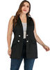 Plus Size Mantel für Damen Umlegekragen Ärmellos Knöpfe Polyester Casual Oversized Midi Winddicht
