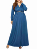 Plus Size Maxi-Kleid für Frauen Teal Long Sleeve Dress