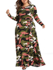 Plus Size Maxikleid Camo Langarmkleid