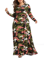 Plus Size Maxikleid Camo Langarmkleid