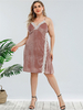Plus Size Midikleid für Damen Träger Hals Ärmellos Zweifarbiges Polyester Knielanges Einteiliges Kleid