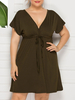 Plus Size Minikleid Schwarzes V-Ausschnitt Frauenkleid
